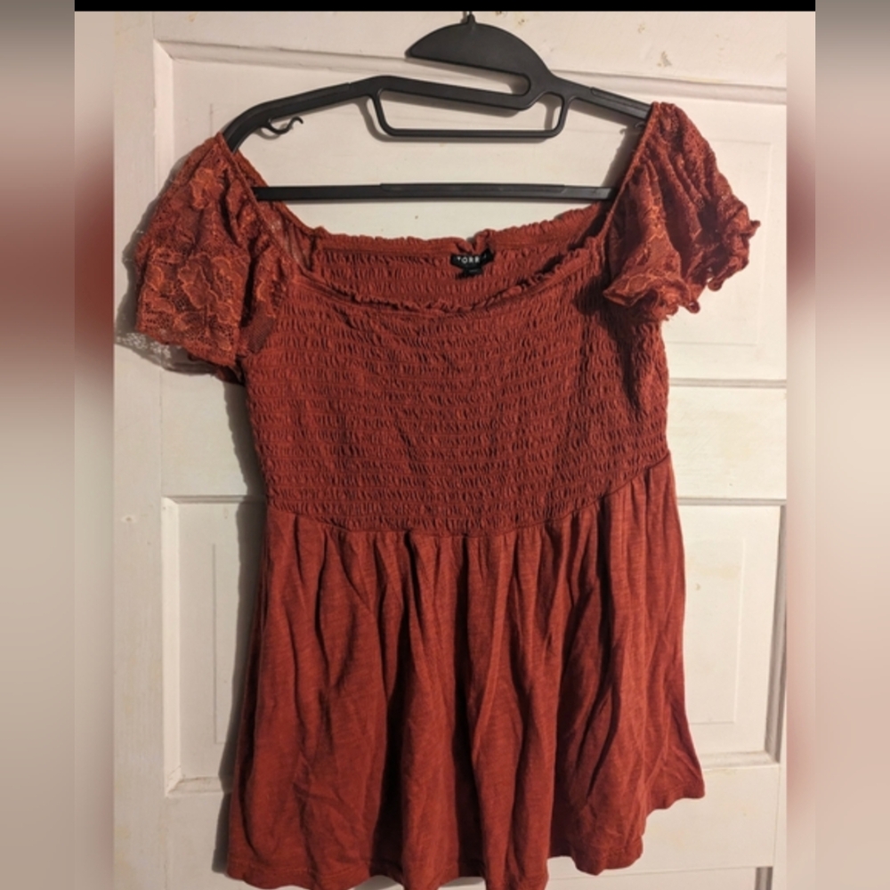 Torrid - tandoori spice smocked babydoll top size 00 (10)